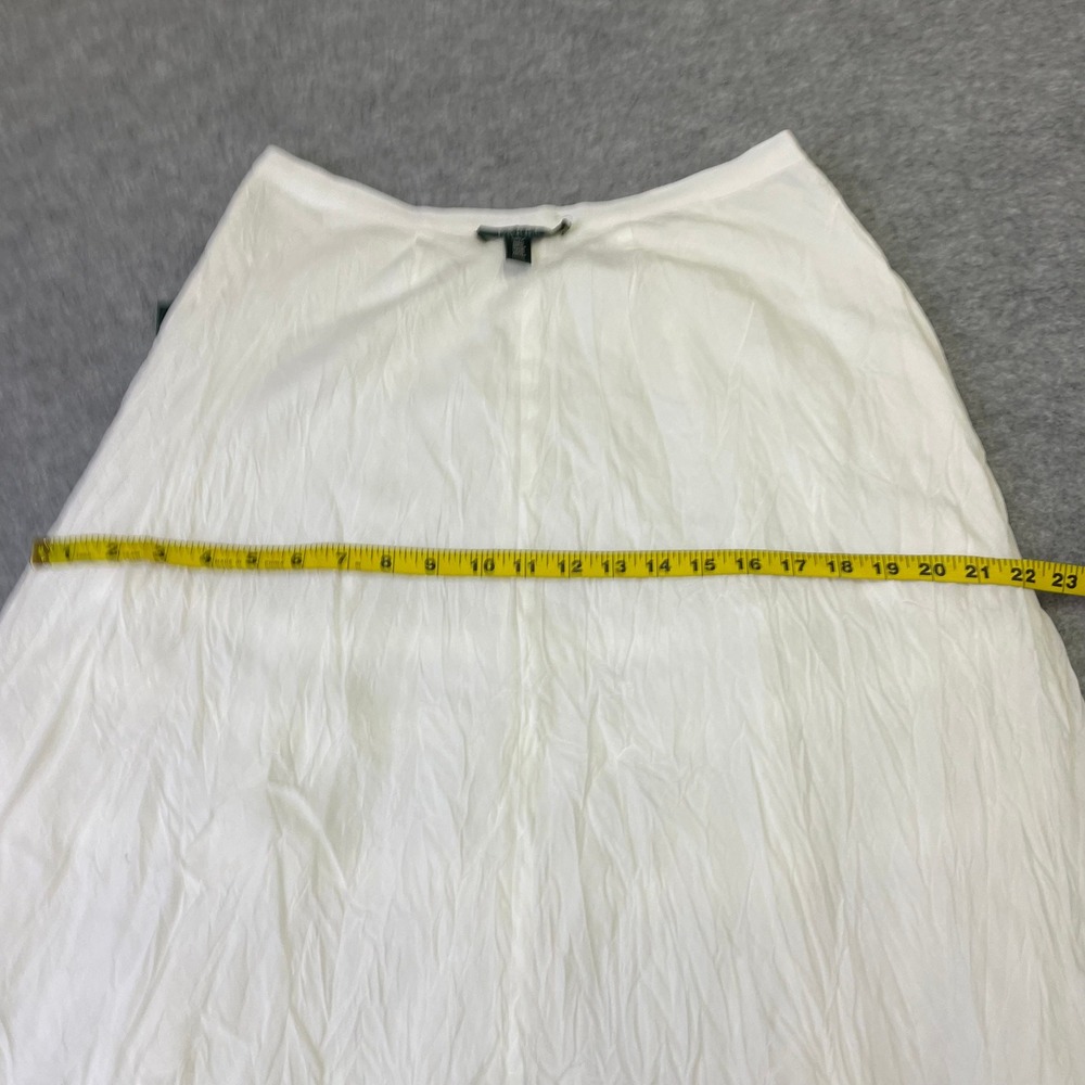 Lauren Ralph Lauren White Crinkled Cotton Skirt Flowy Midi Length Size 12 Boho - Picture 13 of 14